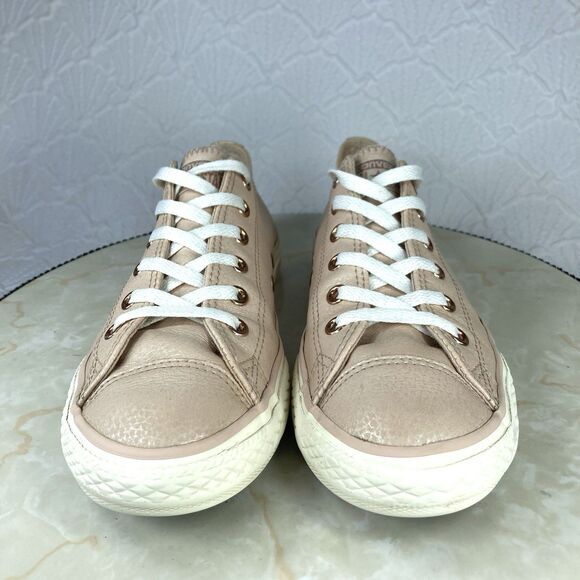 Converse All Star Sneakers Womens Sz 7 Pale Pink All Leather Low Top Skate Shoes - Picture 3 of 12